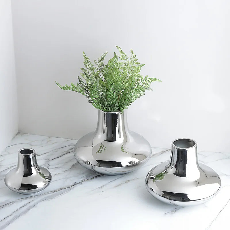 Silver Cone Ceramic Vase