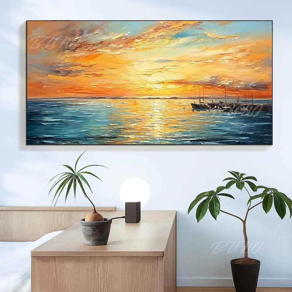 Textured Sunset Seascape Art