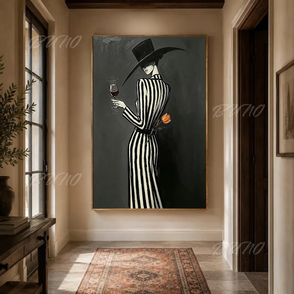 Wine Lady Tulip Painting