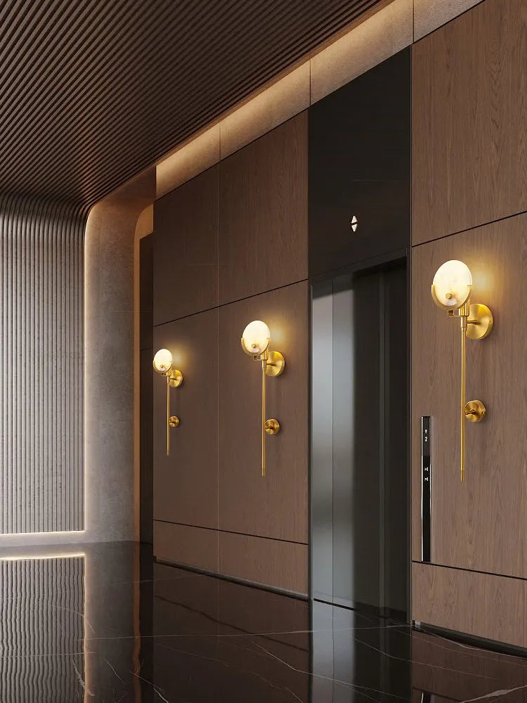 Modern Gold Marble Copper Wall Lamp