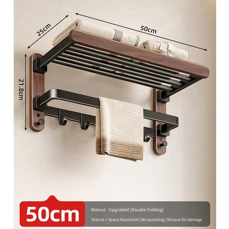 Walnut Folding Towel Rack