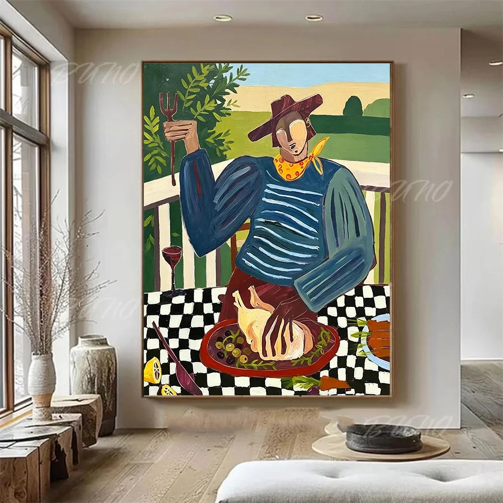 Cubist Figure Scene Painting
