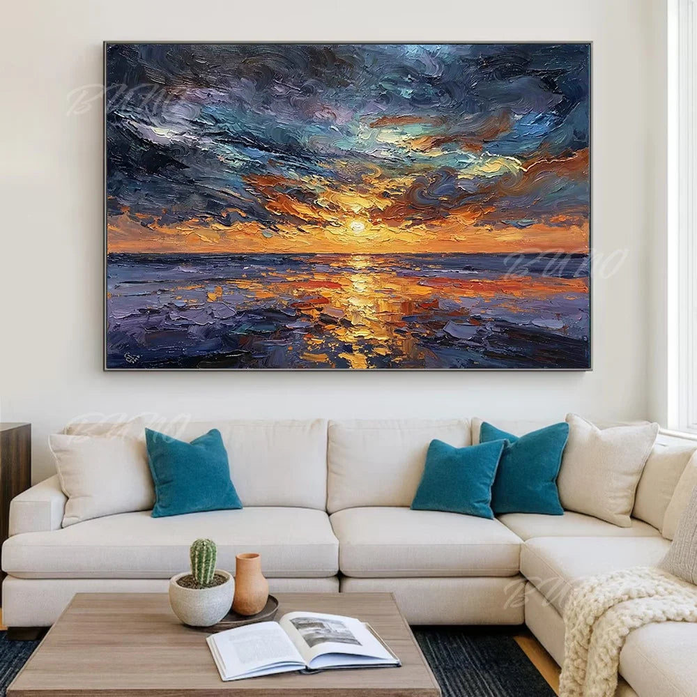 Gold Textured Seascape Art