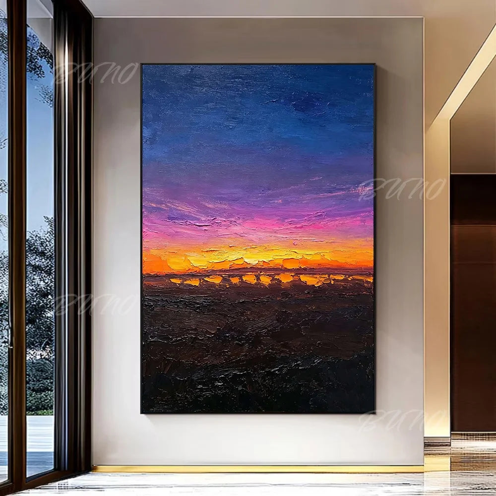 Impasto Sunset Seascape Painting
