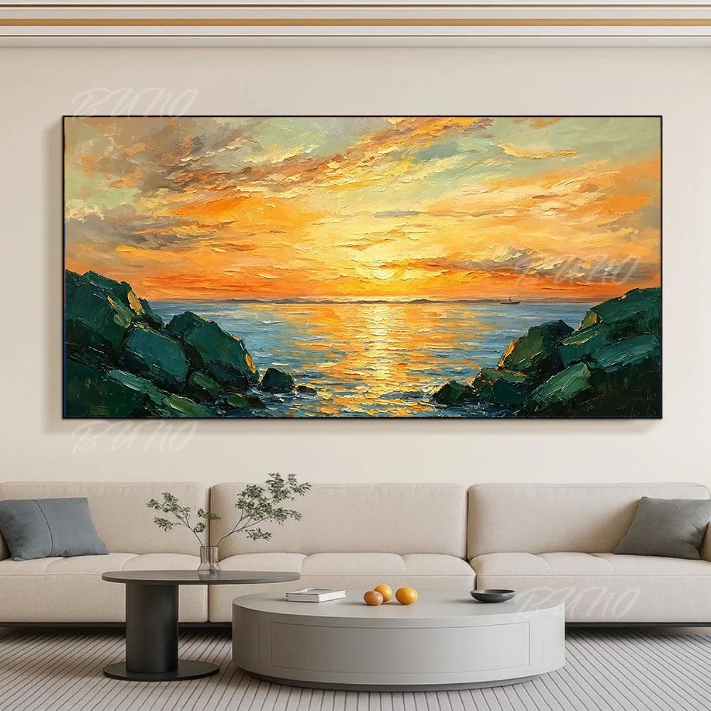Textured Sunset Seascape Art