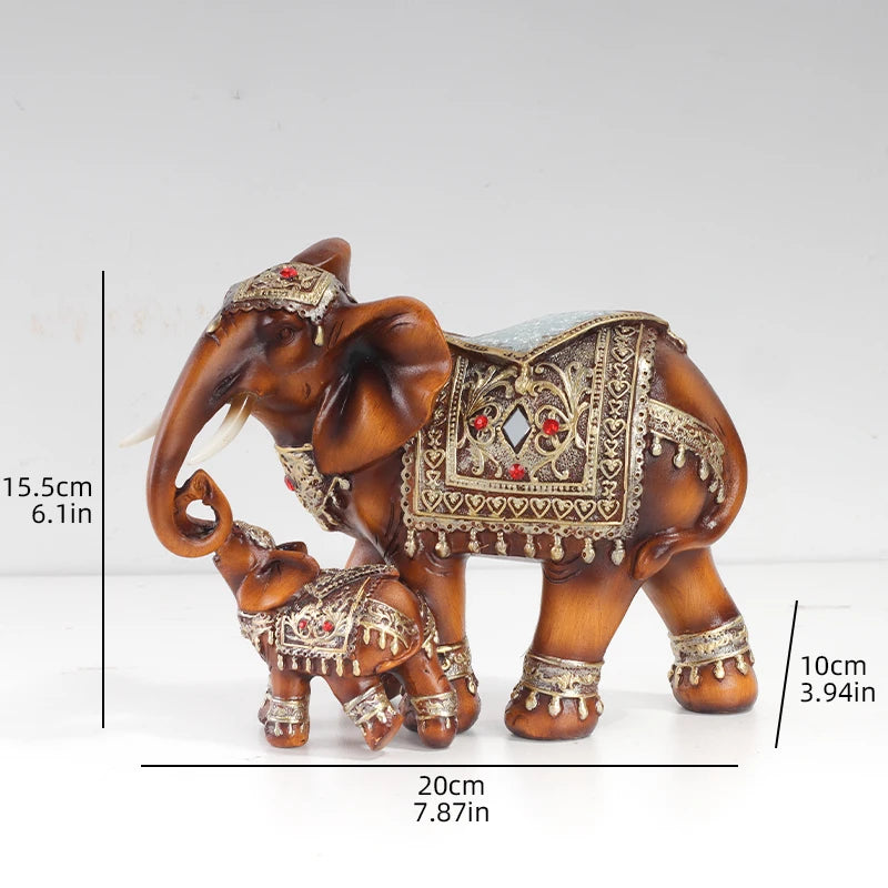 Wood Grain Mother and Child Elephant Statue