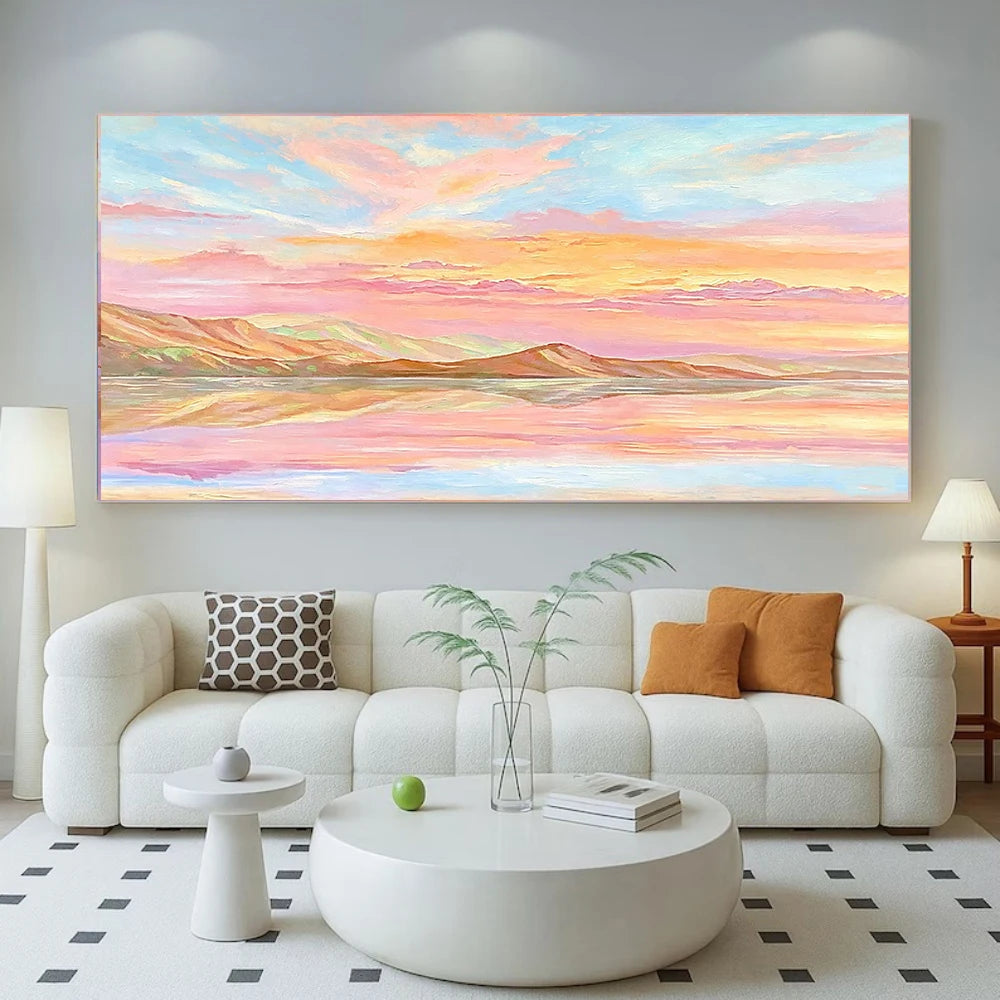 Pastel Sunset Lake Painting