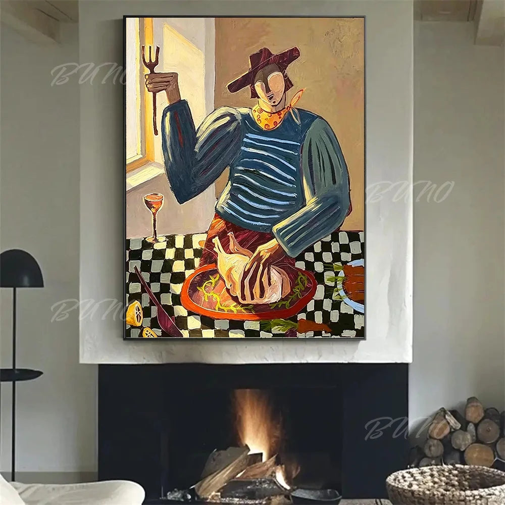 Cubist Figure Scene Painting