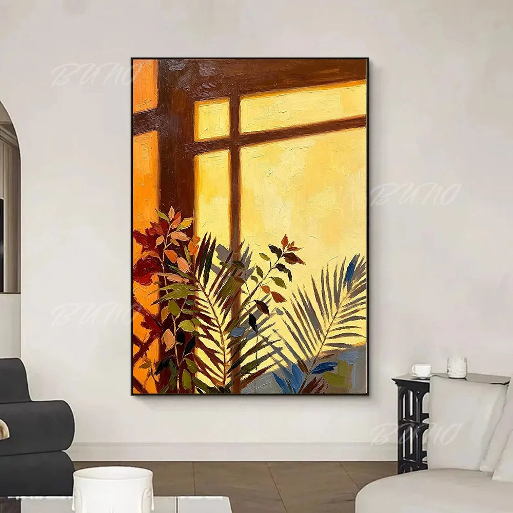 Sunlit Palm Leaf Painting