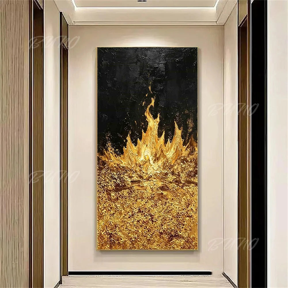 Black Gold Foil Painting