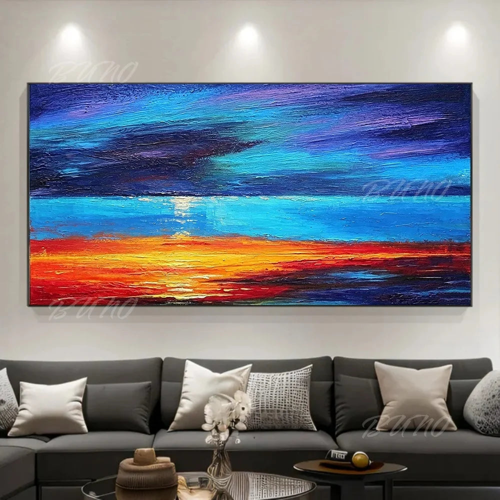 Sea Sunset Impasto Painting