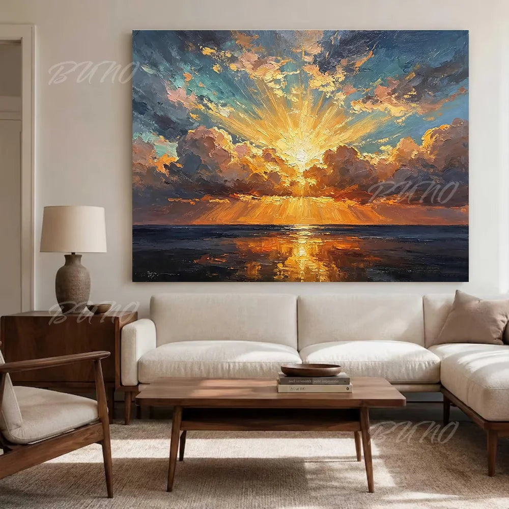 Gold Textured Seascape Art