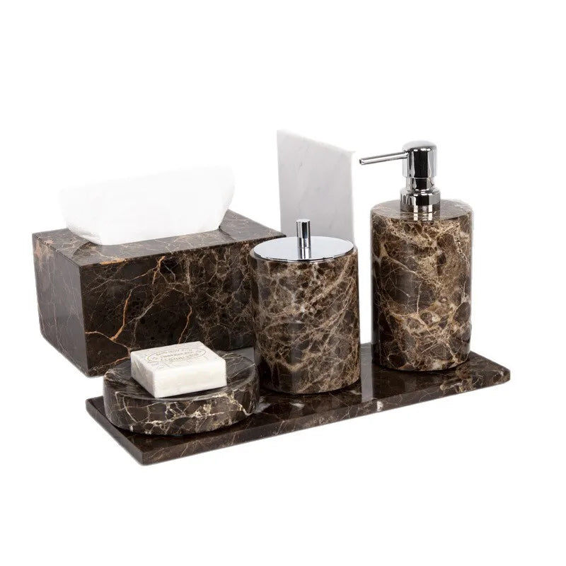 Marble Bath Accessories Set