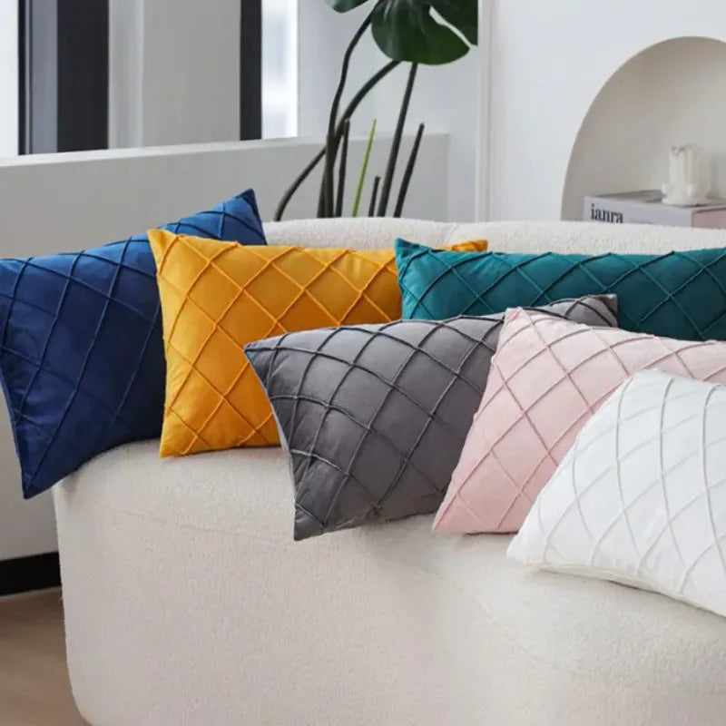 Velvet Plaid Cushion Cover