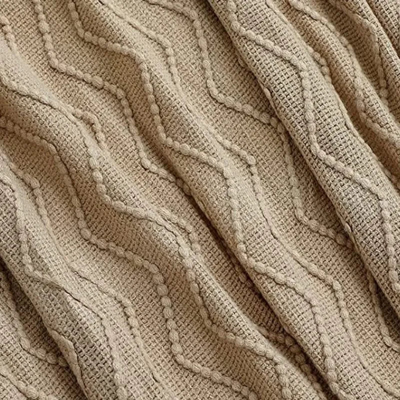 Khaki Wave Knitted Throw