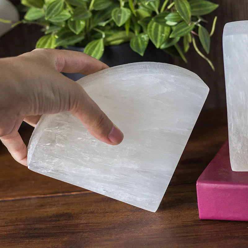 White Onyx Natural Gypsum Mine Bookend