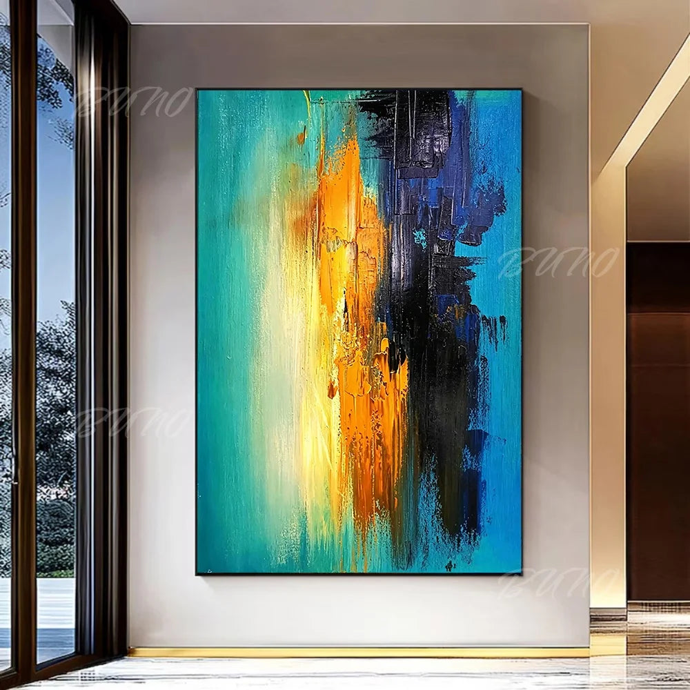 Blue Gold Urban Abstract Art
