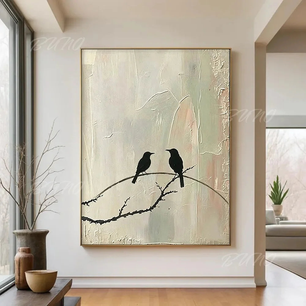 Wabi Sabi Birds Tree Art