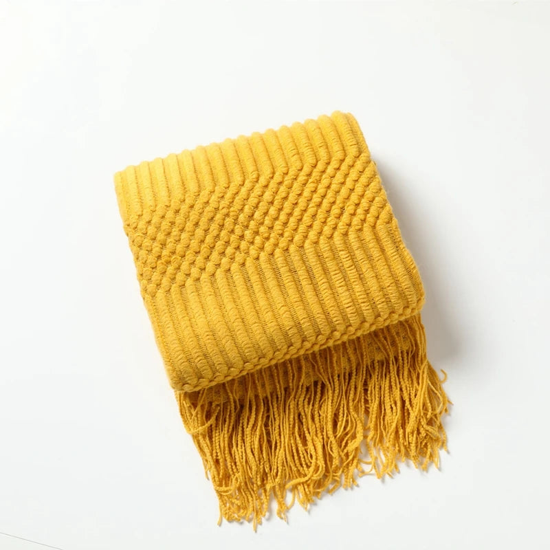 Cream Knitted Throw Blanket