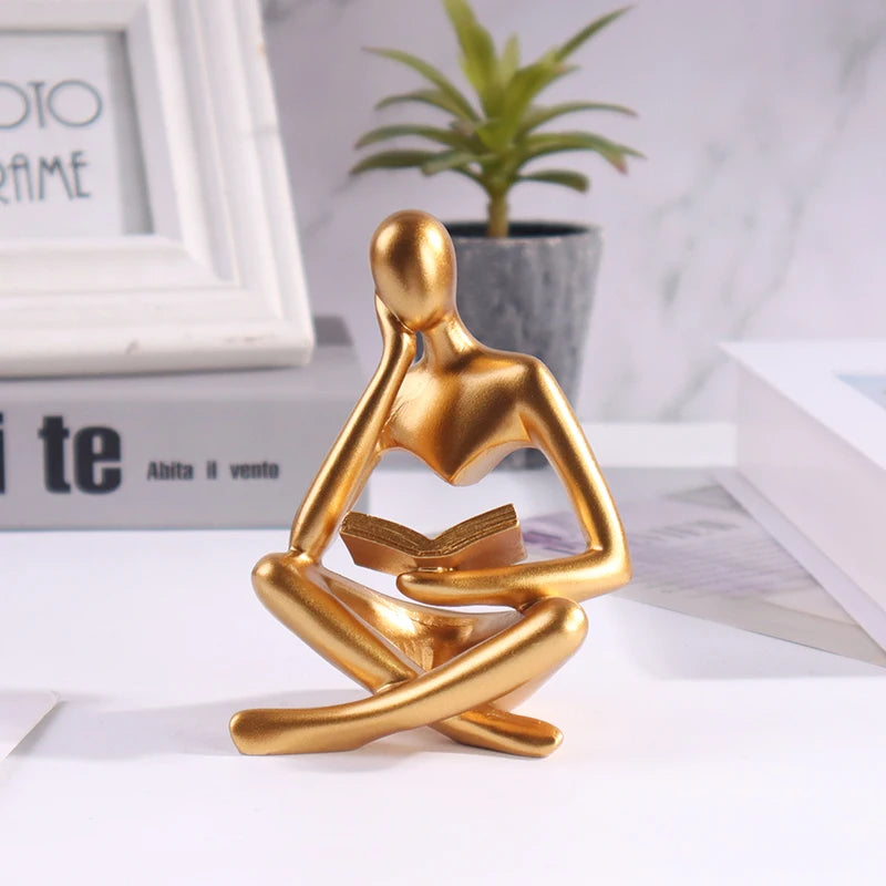 Abstract Little Man Reading Book Sculpture