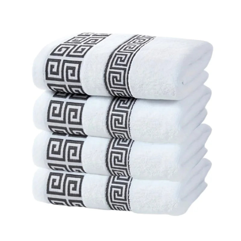 White Geometric Towel Set