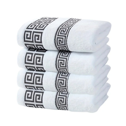 White Geometric Towel Set