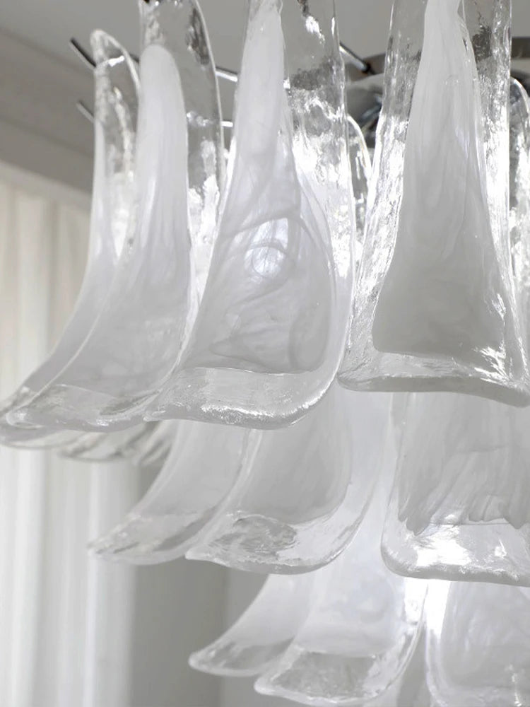 White Petal Glass Chandelier