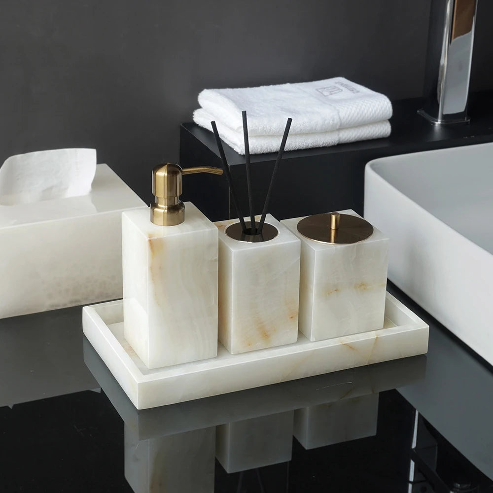White Onyx Marble Bath Trio