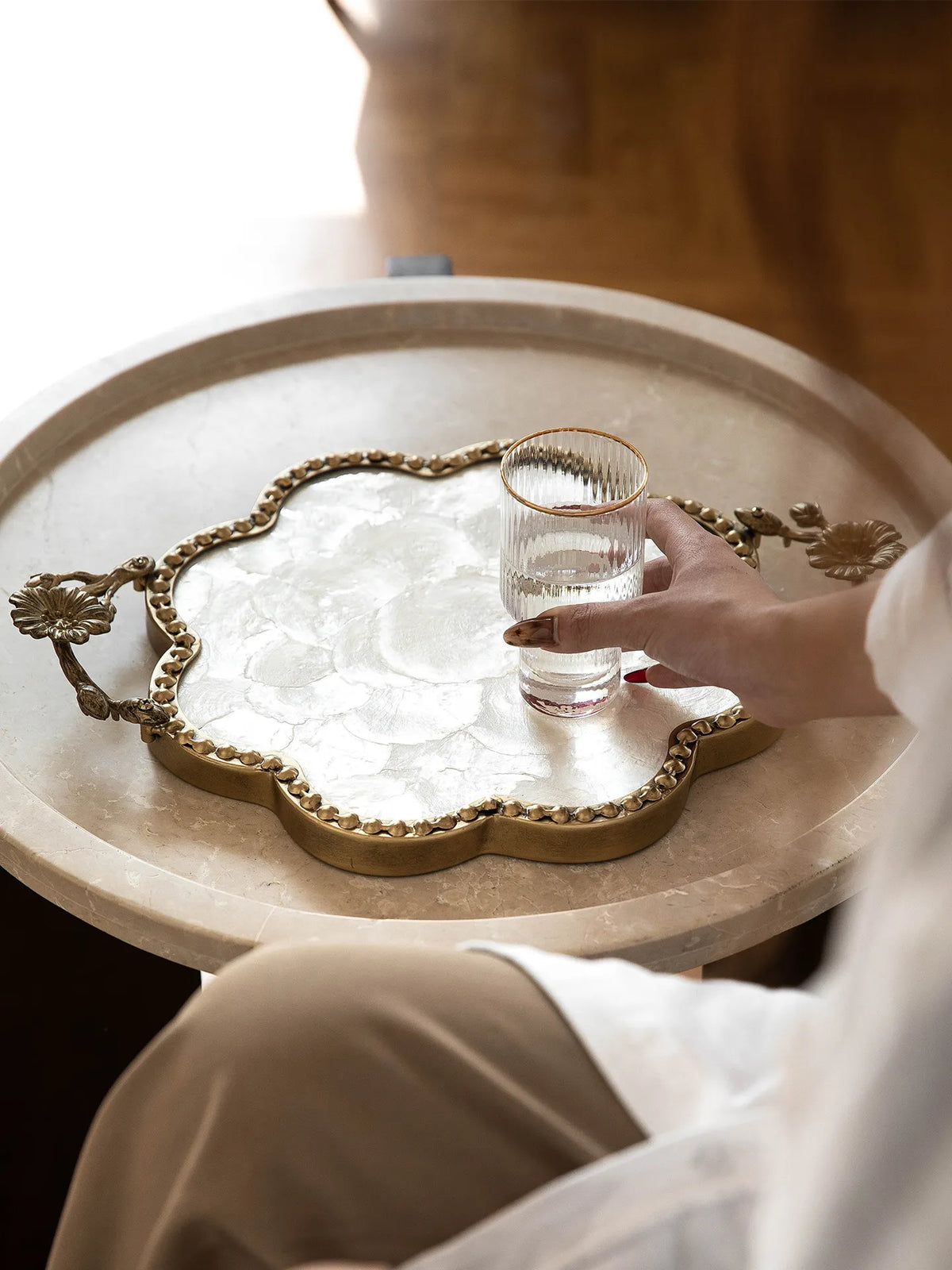 Mother of Pearl Flower Tray