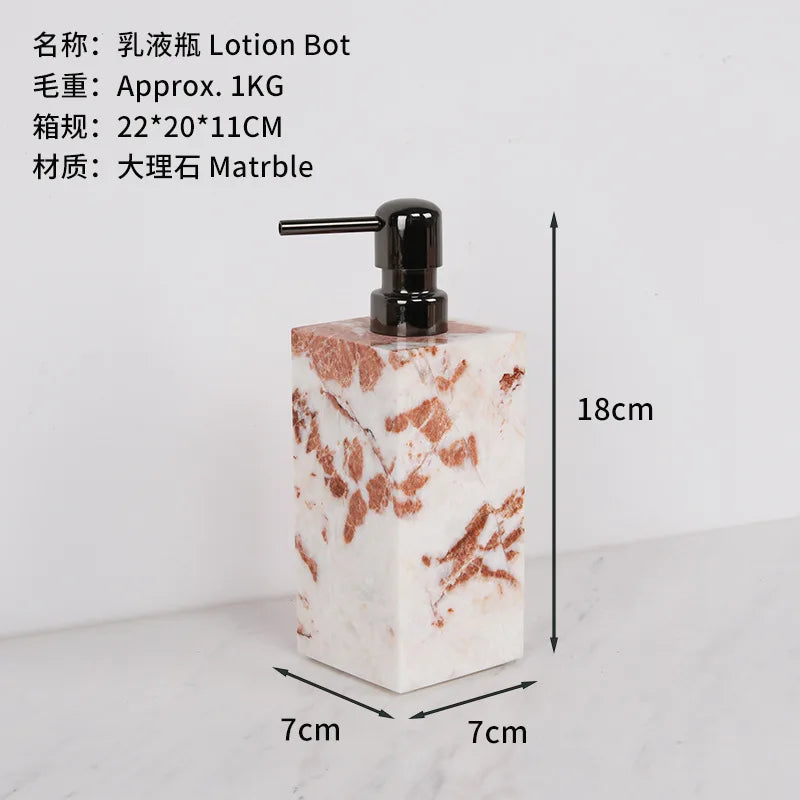 Coral Red Marble Bath Set