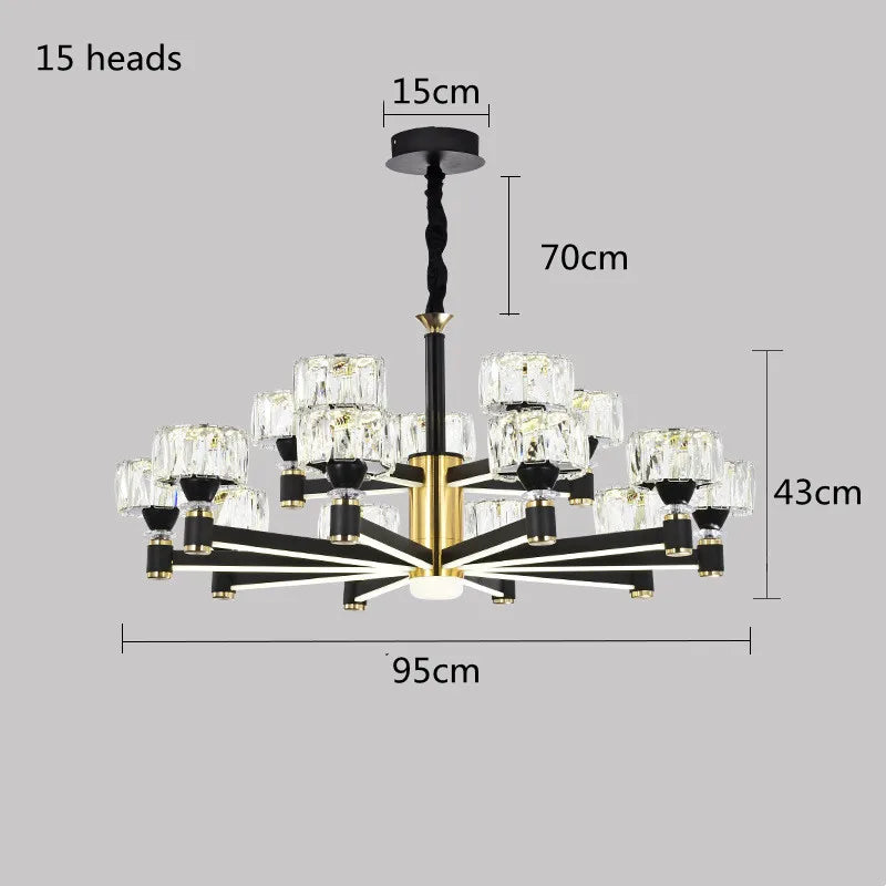 Gold and Black Crystal Chandelier