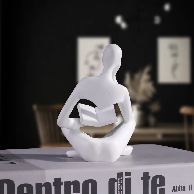 Abstract Little Man Reading Book Sculpture