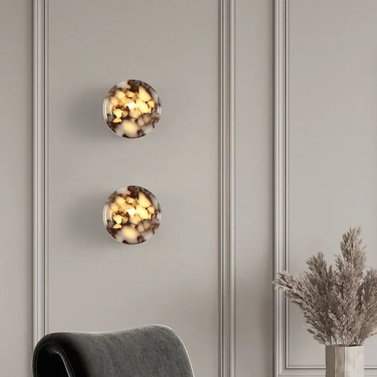 Cylindrical Marble Hallway Wall Lamp