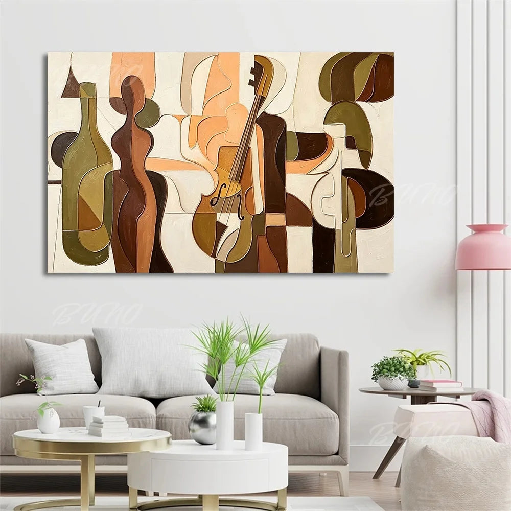 Cubist Violin Earth Tone Art