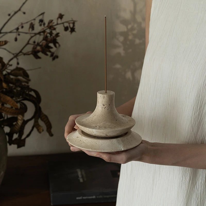 Vintage Travertine Stick Incense Holder