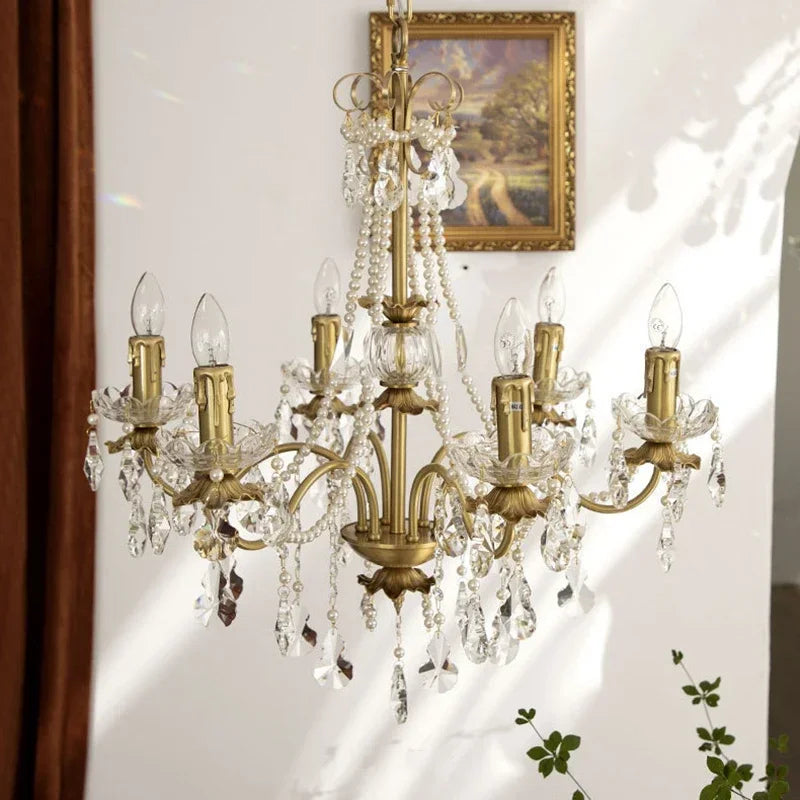 French Pearl Candle Chandelier