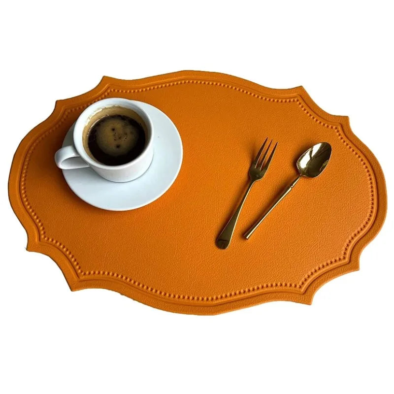 Red Oval Leather Placemats