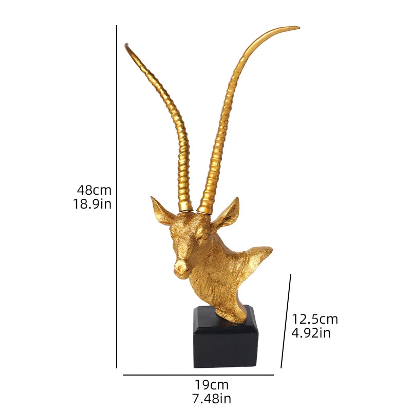 Golden Antelope Head Statue