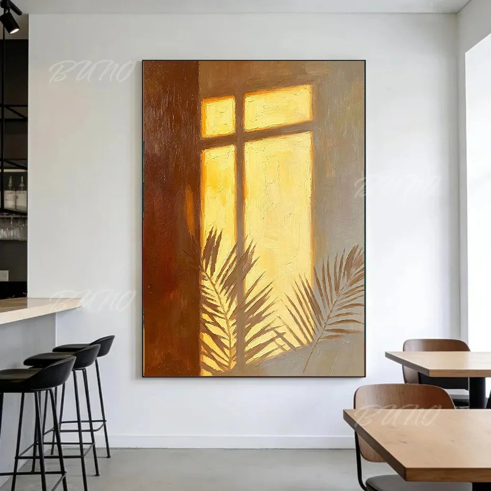 Sunlit Palm Leaf Painting