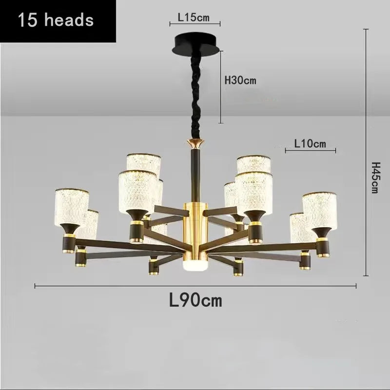 Gold and Black Crystal Chandelier