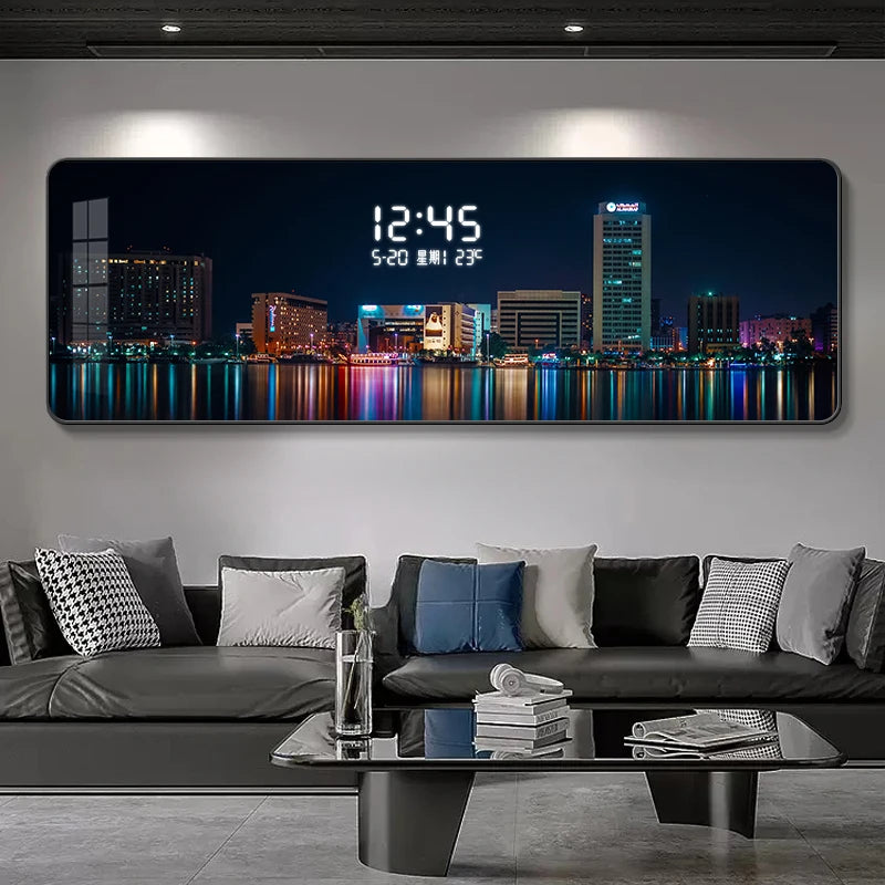 Night Skyline Clock Art