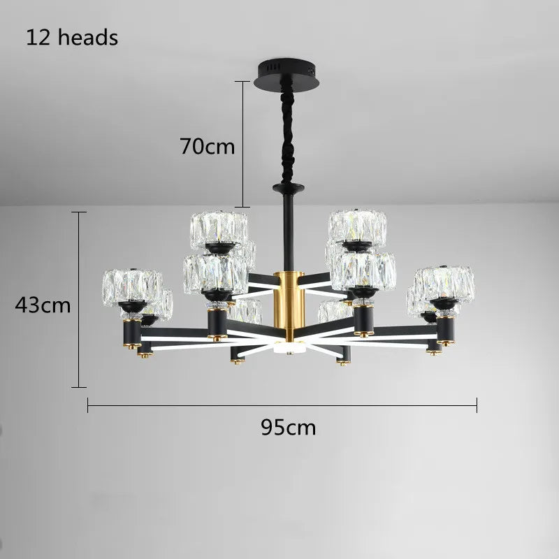 Gold and Black Crystal Chandelier
