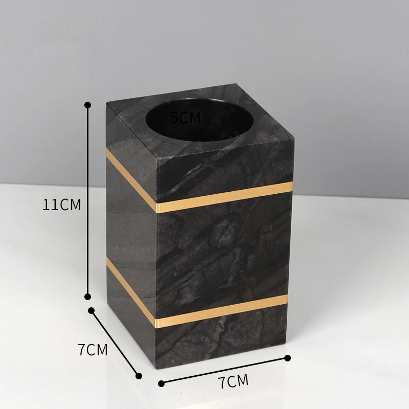 Tree Black Natural Marble Bathroom Set