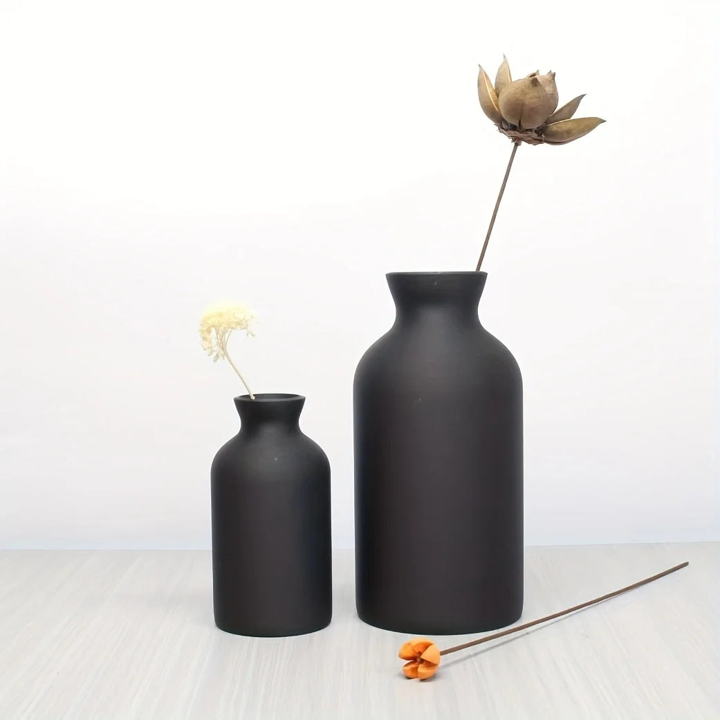 Black Bohemian Vase Pair