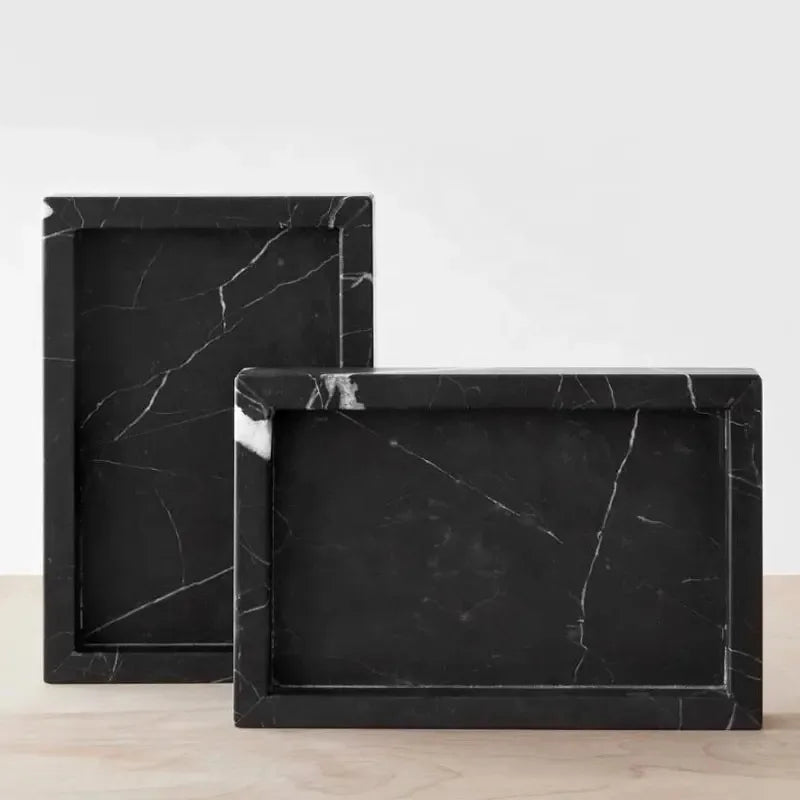Black Nero Marquina Marble Tray