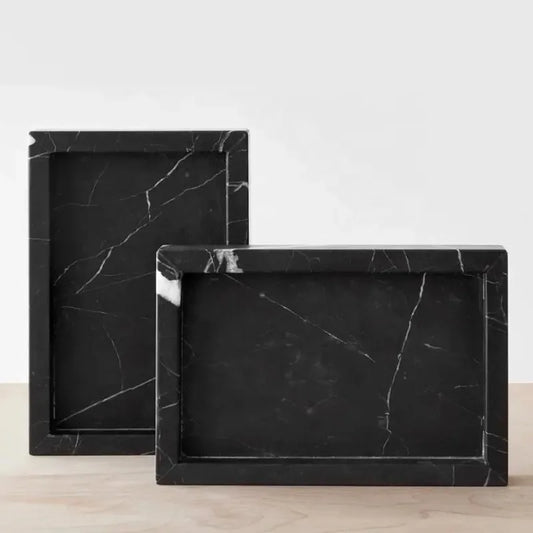 Black Nero Marquina Marble Tray