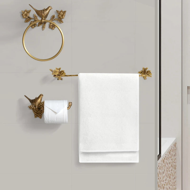 Retro Brass Bird Towel Ring