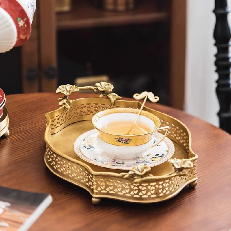 European Brass Tea Table Storage
