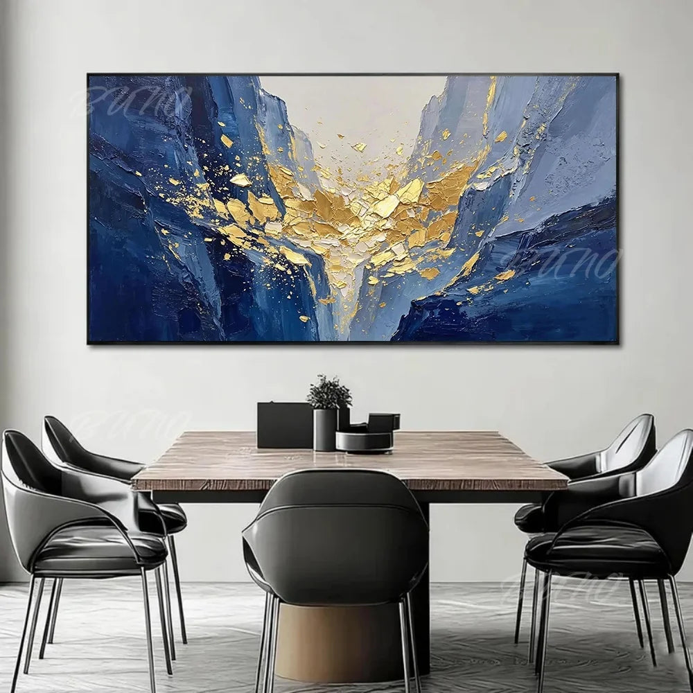 Blue Gold Foil Painting