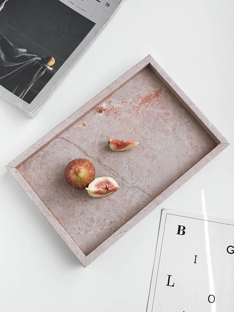 Pink Natural Marble Storage Tray